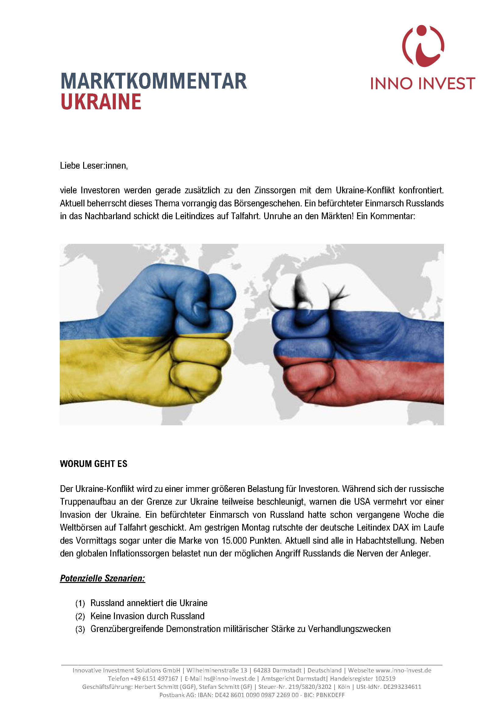 Inno-Invest Marktkommentar zum Ukraine-Konflikt