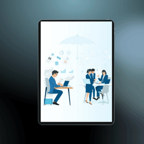 Illustration eines Finanzberaters im Vergleich zu Micro-Teams unter einem Haftungsdach mit digitaler Infrastruktur und klarer Aufgabenverteilung